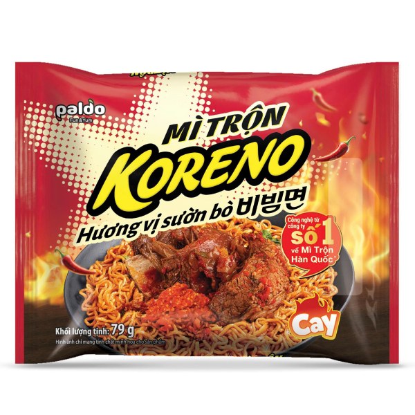 Mì Trộn Koreno Sườn Bò Cay Gói 79G