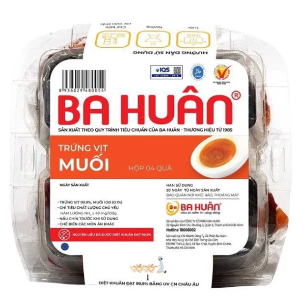 Hộp 4 Trứng Vịt Muối Ba Huân 
