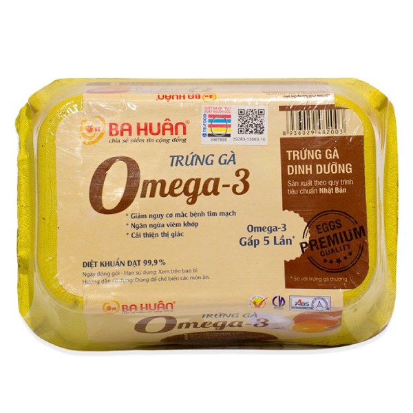 Hộp 6 Trứng Gà Ba Huân Omega-3 360G