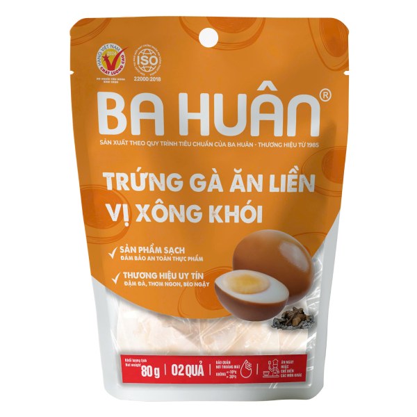 Trứng Gà Ăn Liền Ba Huân Vị Xông Khói Gói 2 Quả