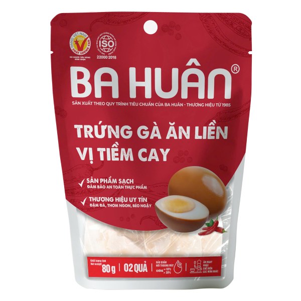 Trứng Gà Ăn Liền Ba Huân Vị Tiềm Cay Gói 2 Quả