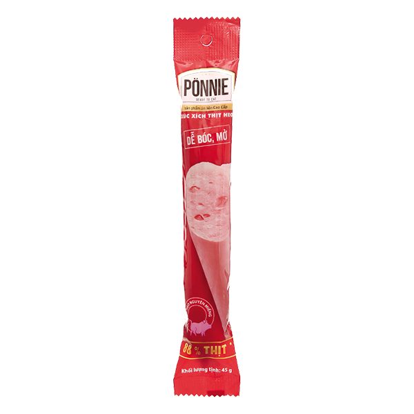 Xúc Xích Tiệt Trùng Ponnie Thịt Heo Cây 45G