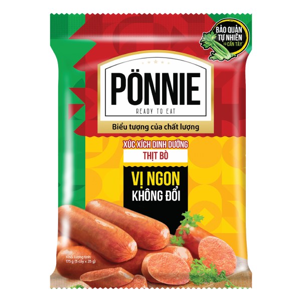 Xúc Xích Dinh Dưỡng Ponnie Vị Bò Gói 5 Cây*35G