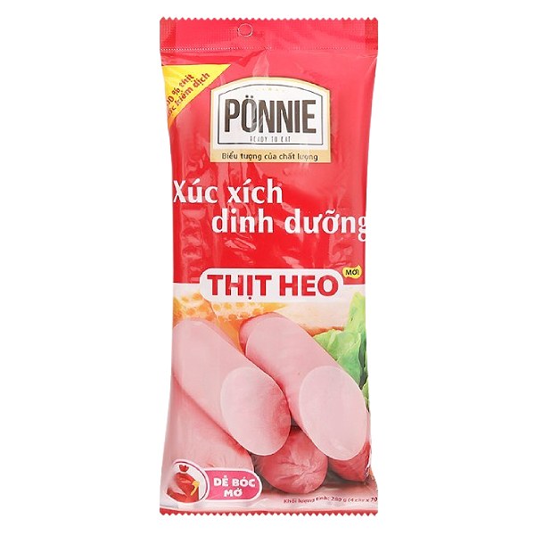 Xúc Xích Tiệt Trùng Ponnie Thịt Heo 4 Cây*70G