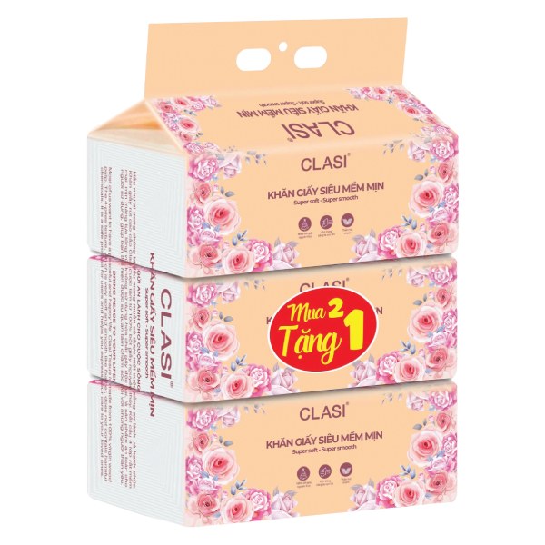 (Only Emartmall) Lô 2+1 Khăn Giấy Rút Cao Cấp Clasi 50 Tờ