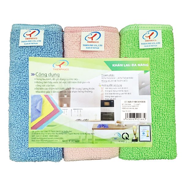Lô 3 Khăn Lau Đa Năng Microfiber 30*30Cm