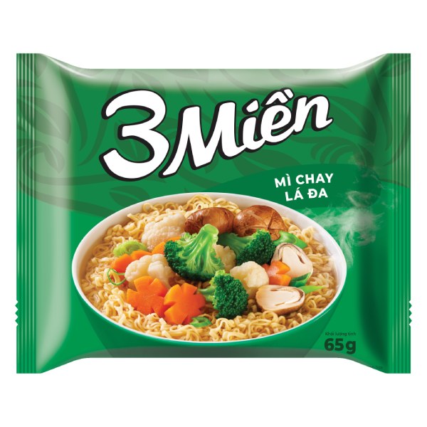 Mì 3 Miền Chay Lá Đa Gói 65G