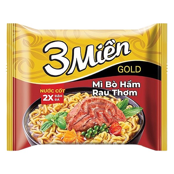 Mì Reeva 3 Miền Gold Bò Hầm Rau Thơm 75G