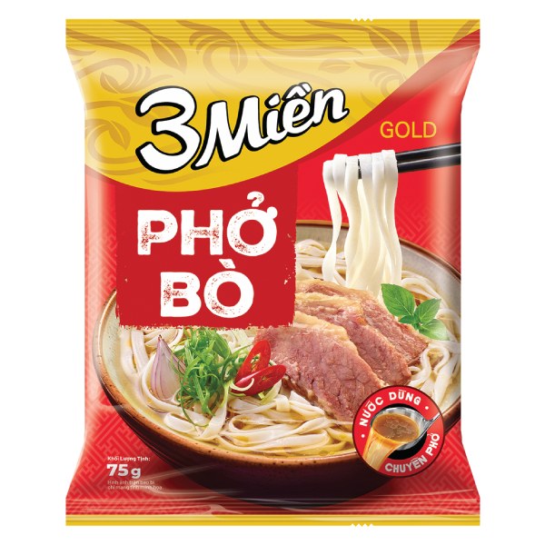 Phở 3 Miền Gold Bò Gói 75G
