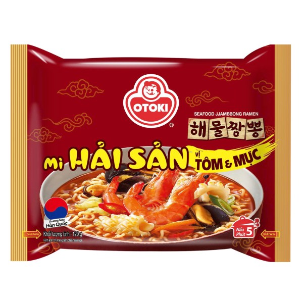 Mì Otoki Hải Sản Tôm & Mực Gói 120G