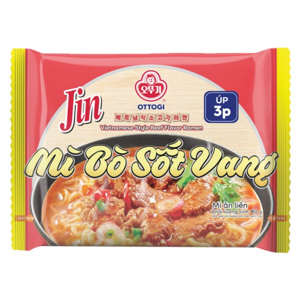 Mì Jin Ottogi Vị Bò Sốt Vang Gói 80G