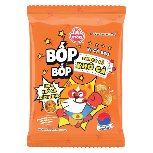 Snack Mì Khô Gà Bốp Bốp Vị Gà BBQ Gói 63G