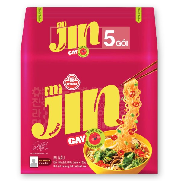 Lốc 5 Mì Jin Ottogi Cay Gói 120G