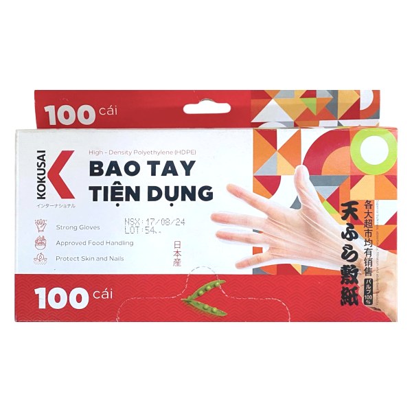 Hộp 100 Bao Tay Tiện Dụng HDPE Kokusai 005289