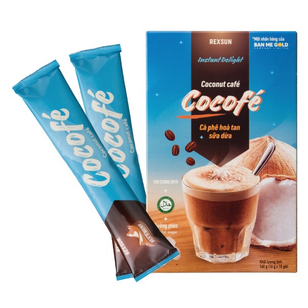 Cà Phê Hòa Tan Rexsun Cocofe Sữa Dừa 10 Gói*16G