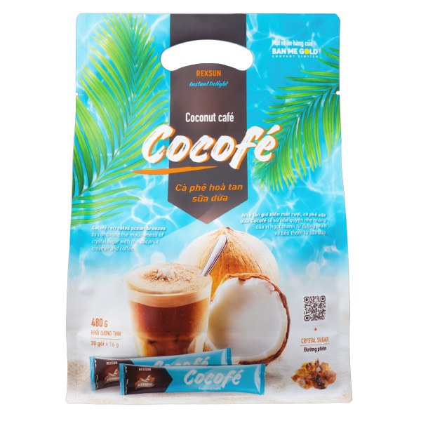 Cà Phê Hòa Tan Rexsun Cocofe Sữa Dừa Túi 30 Gói*16G