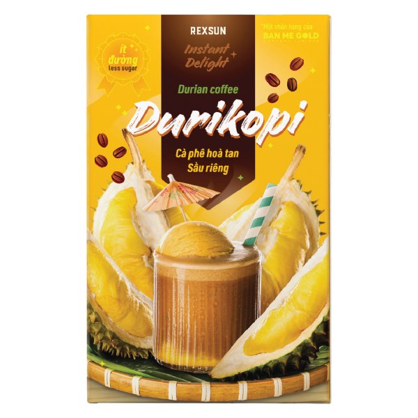 Cà Phê Durikopi Sầu Riêng Hòa Tan Hộp 10 Gói*16G