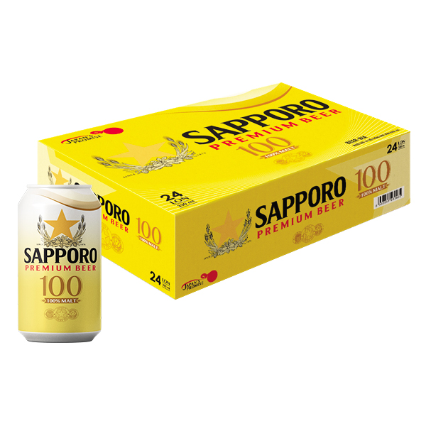 Bia Sapporo Premium 100 Thùng 24 Lon 330Ml