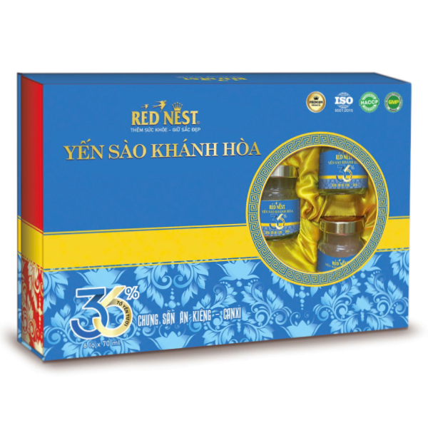 Hộp 6 Nước Yến Red Nest 36% Ăn Kiêng 70Ml