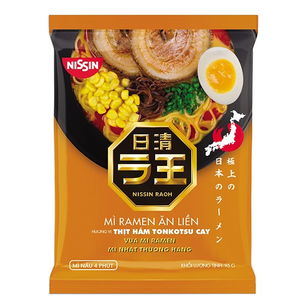 Mì Ramen Nissin Thịt Hầm Tonkotsu Cay Gói 95G