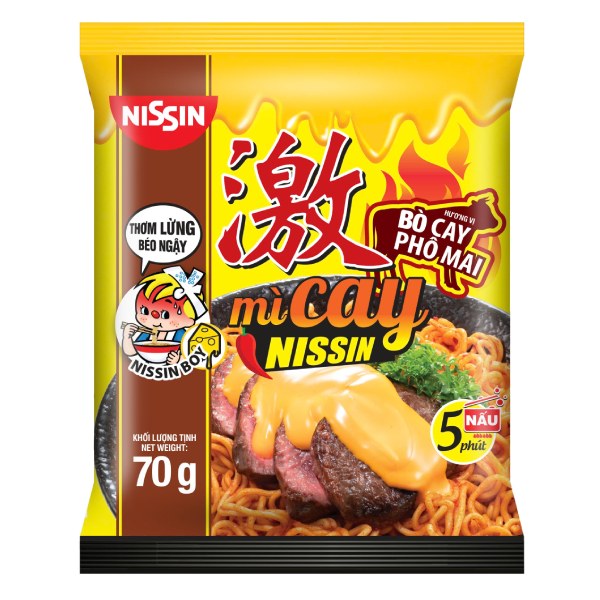 Mì Xào Nissin Bò Cay Phô Mai Gói 70G