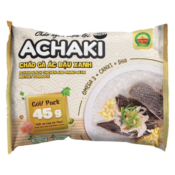 Cháo Ăn Liền Cây Thị Achaki Gà Ác Đậu Xanh Gói 72G