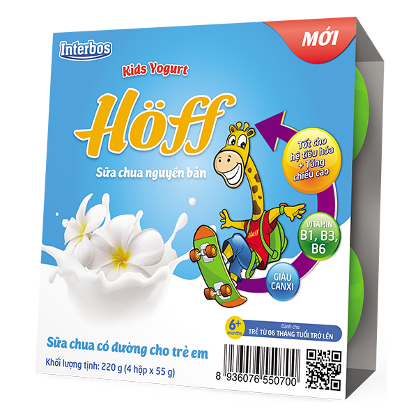 Lốc 4 Sữa Chua Ăn Hoa Quả Hoff Vị Nguyên Bản 55G