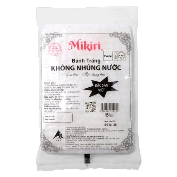 Bánh Tráng Mikiri Vuông Gói 35 Lá