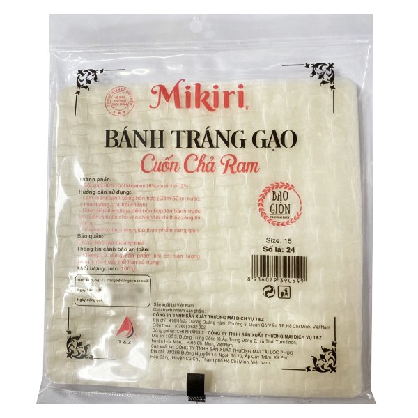 Bánh Tráng Gạo Cuốn Chả Ram Mikiri 100G