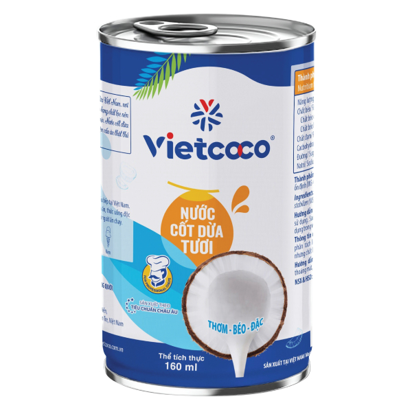 Nước Cốt Dừa Tươi Vietcoco Món Ngọt Lon 160Ml