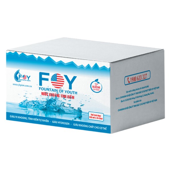 Nước Khoáng Kiềm Foy Thùng 24 Chai 520Ml