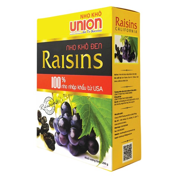 Nho Khô Đen Union Hộp 200G