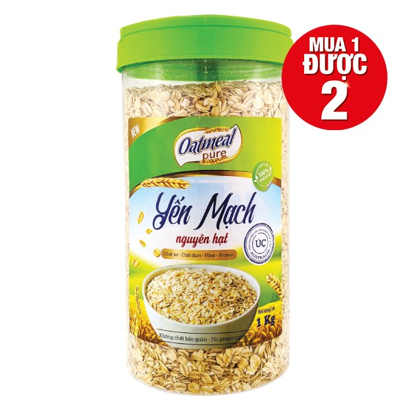 Yến Mạch Oatmeal Nguyên Hạt Hũ 1Kg