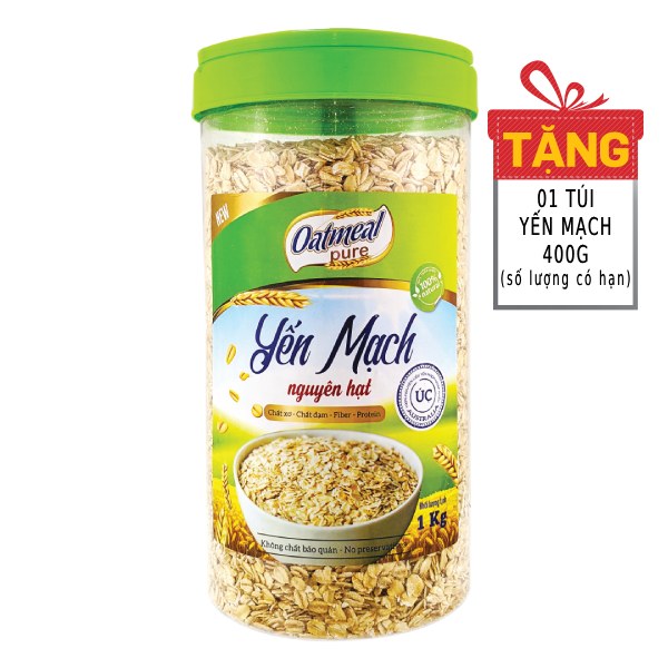 Yến Mạch Oatmeal Nguyên Hạt Hũ 1Kg