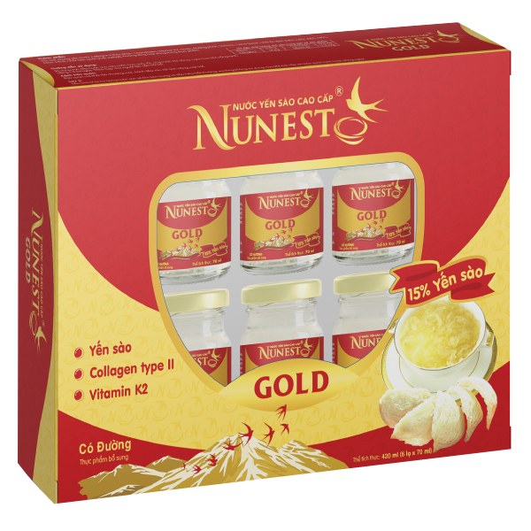 Hộp 6 Nước Yến Nunest Gold 70Ml
