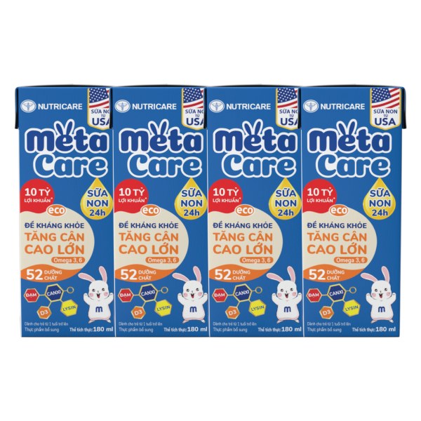 Lốc 4 Sữa Bột Pha Sẵn Metacare Eco 180Ml