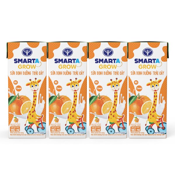 Lốc 4 Sữa Dinh Dưỡng Trái Cây Smarta Grow Cam 180Ml
