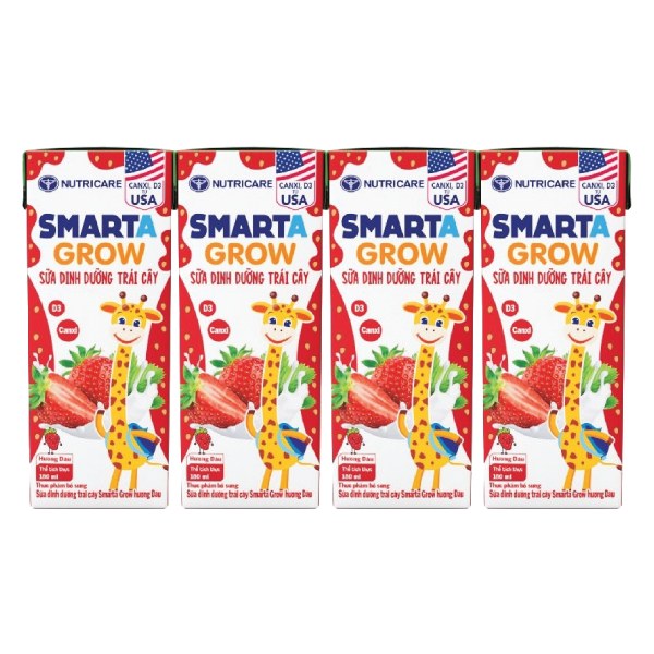 Lốc 4 Sữa Dinh Dưỡng Trái Cây Smarta Grow Dâu 180Ml