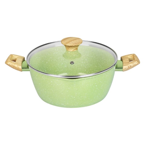 Nồi Men Đá Miệng Rót Đáy Từ Green Cook 24Cm