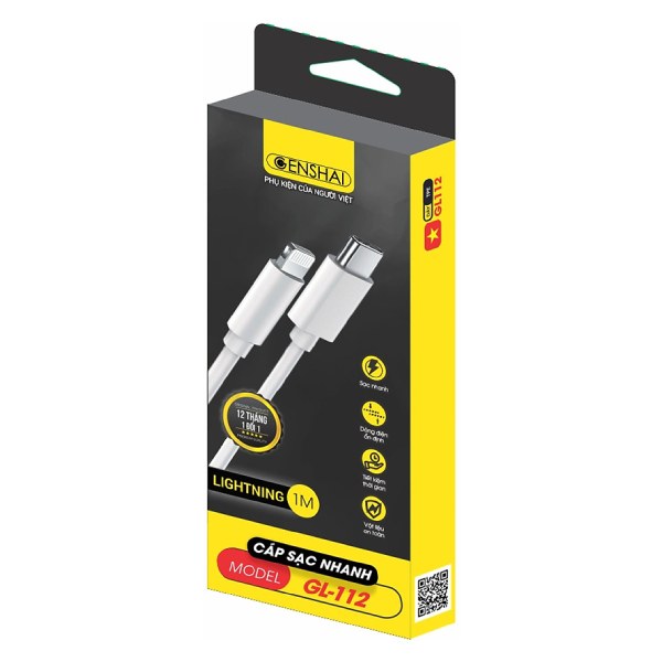 Cáp Sạc Nhanh Genshai C To Lightning GL112 1M Màu Trắng