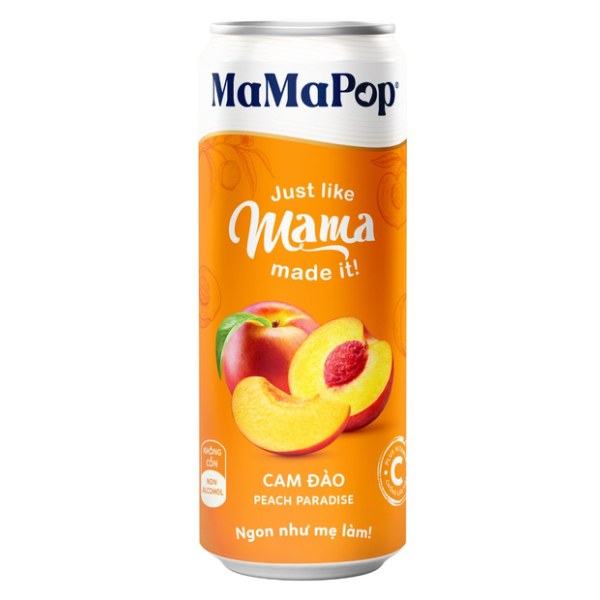 (Only Emartmall) Nước Trái Cây Sparkling Mamapop Vị Cam Đào Lon 330Ml