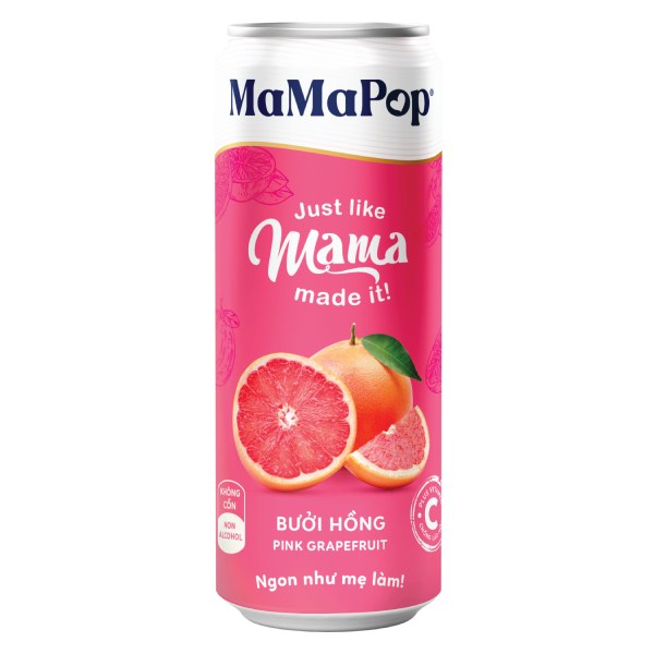 Nước Trái Cây Sparkling Mamapop Vị Bưởi Hồng Lon 330Ml
