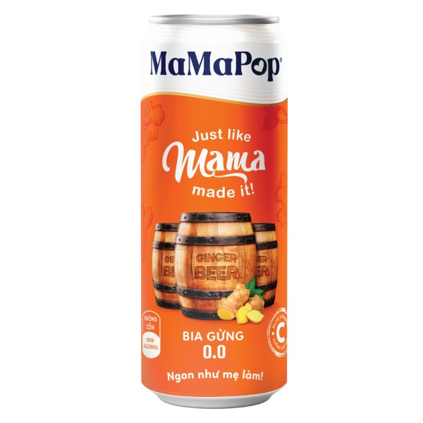 Nước Trái Cây Sparkling Mamapop Bia Gừng Lon 320Ml
