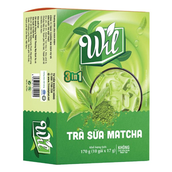 Trà Sữa Wil Vị Matcha Hộp 10 Gói*17G