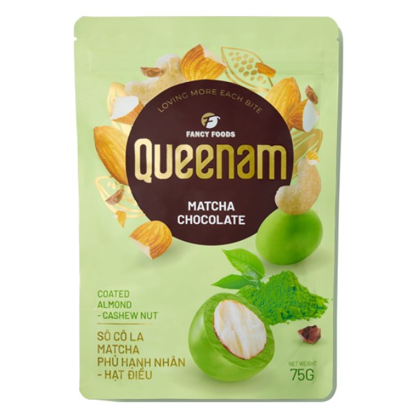 Socola Queenam Matcha Phủ Hạt Gói 75G