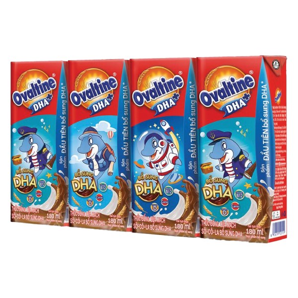 Lốc 4 Thức Uống Lúa Mạch Ovaltine DHA 180Ml