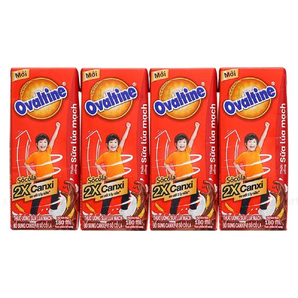 Lốc 4 Thức Uống Lúa Mạch Ovaltine Bổ Sung Canxi Vị Socola 180Ml