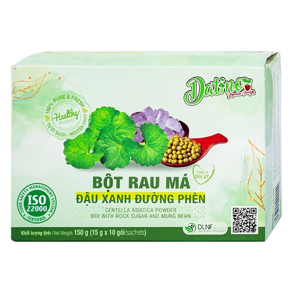 Bột Rau Má Đậu Xanh Đường Phèn Datino Hộp 10 Gói*15G