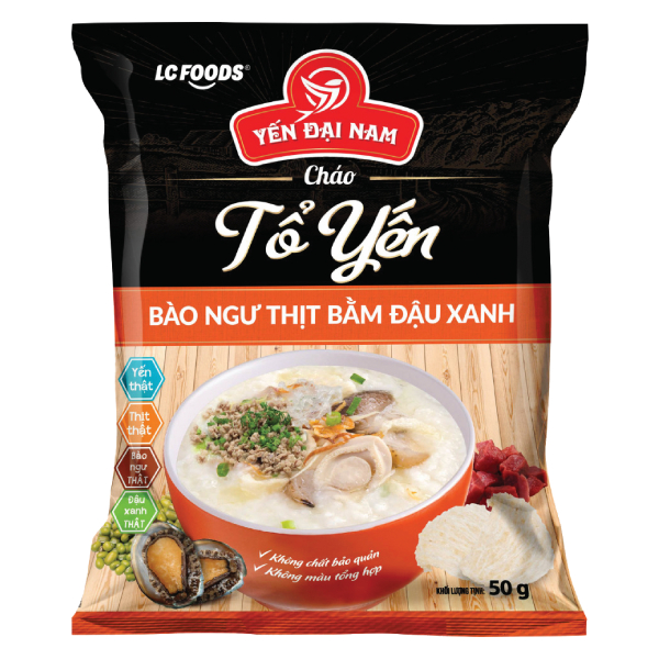 Cháo LC Foods Tổ Yến Bào Ngư Thịt Bằm Đậu Xanh Gói 50G