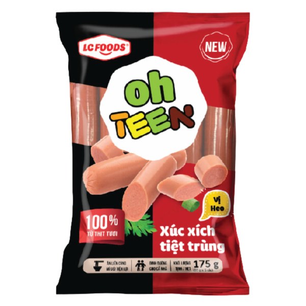 Xúc Xích Tiệt Trùng Teen LC Foods Vị Heo Gói 175G